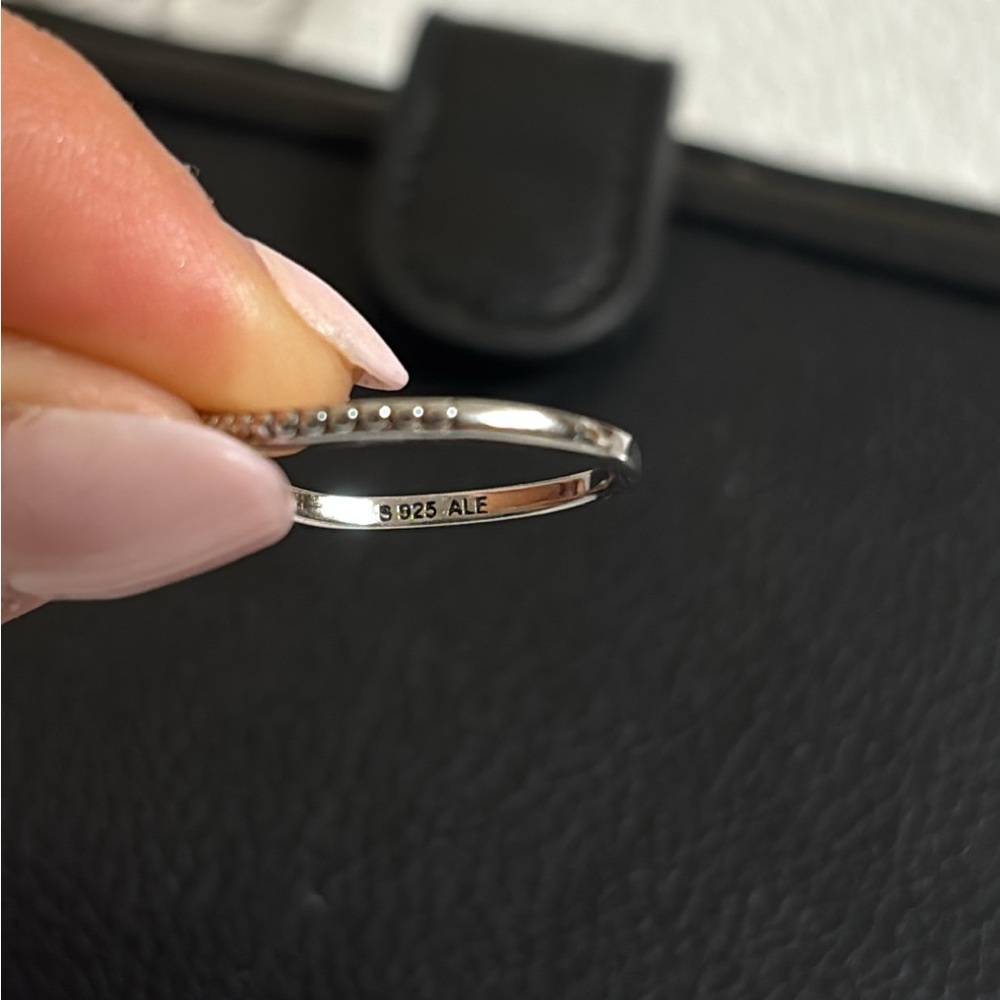 Pandora S925 Silver Beaded Stackable Ring - Silver - image 4